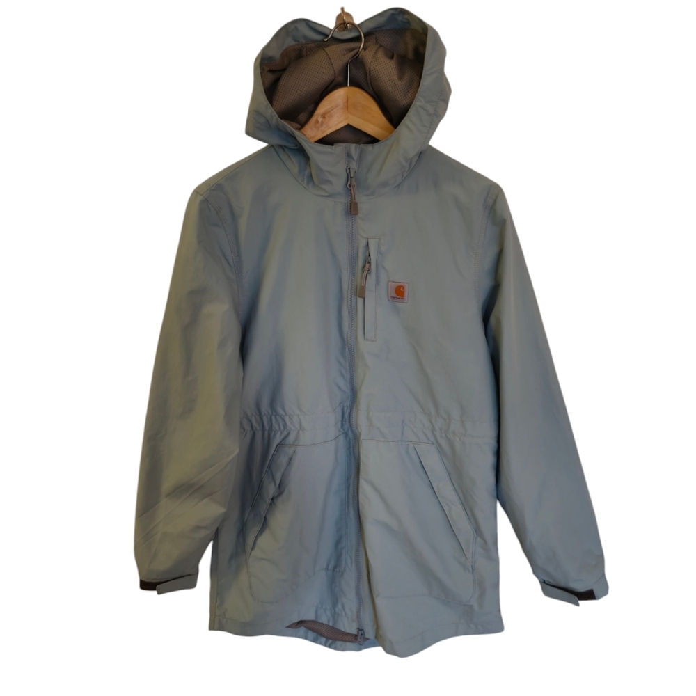 Carhartt Women's Raindefender Jacket Hooded Full Zip Blue Surf Size Small 4-6 - Picture 1 of 17